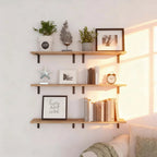 Floating Wall Shelves Set 6pcs  – Modern Minimalist Wall Mounted Shelving for Home Decor & Storage