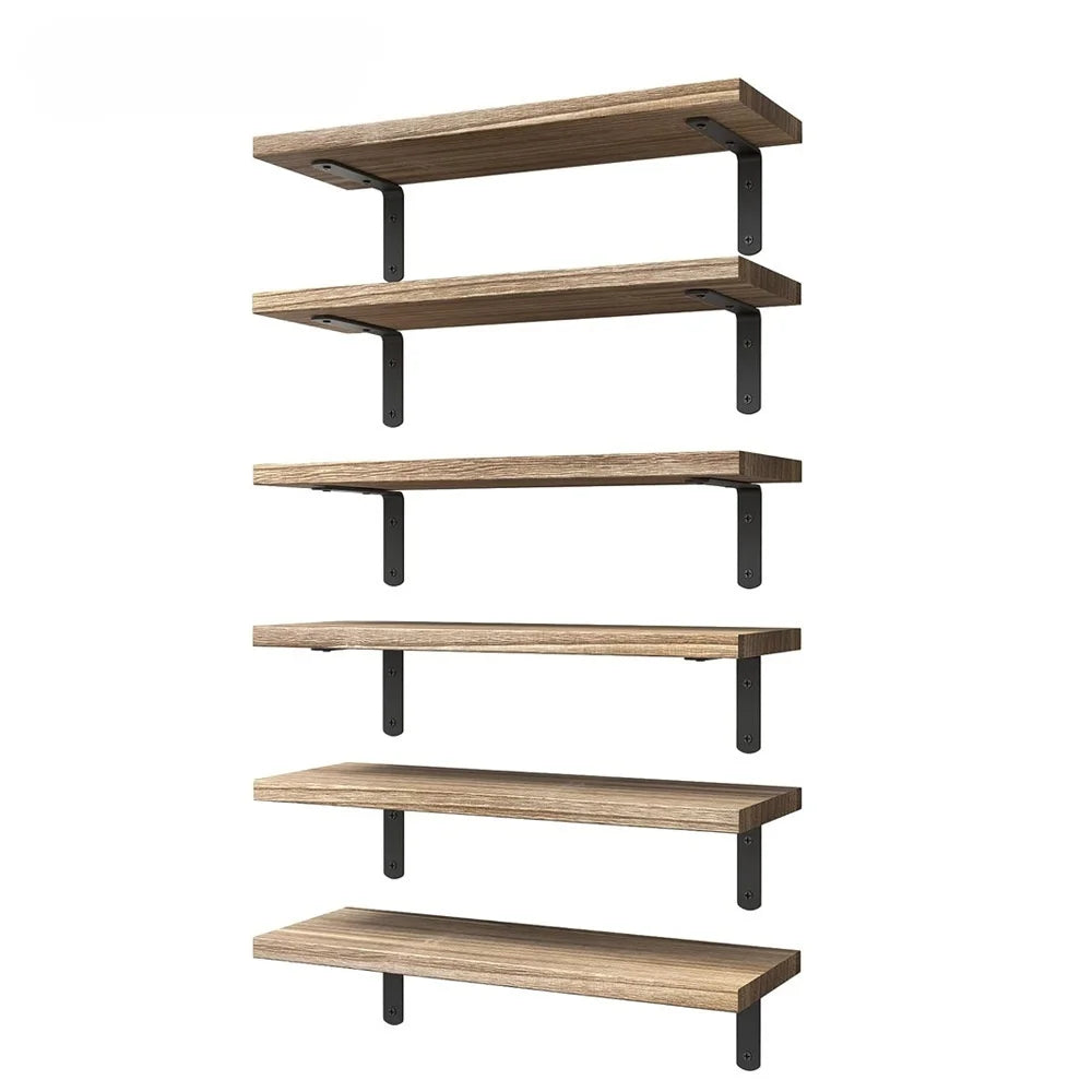 Floating Wall Shelves Set 6pcs  – Modern Minimalist Wall Mounted Shelving for Home Decor & Storage
