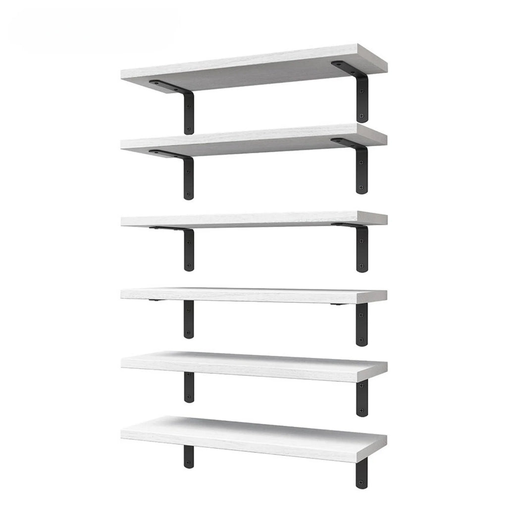 Floating Wall Shelves Set 6pcs  – Modern Minimalist Wall Mounted Shelving for Home Decor & Storage