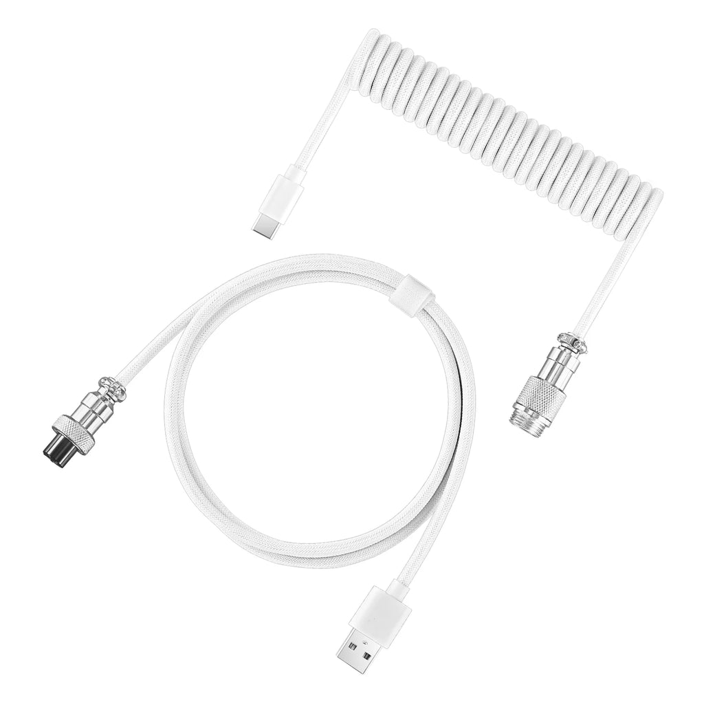 Mechanical Keyboard Coiled Cable — USB-C to USB-A with Detachable Aviator Connector