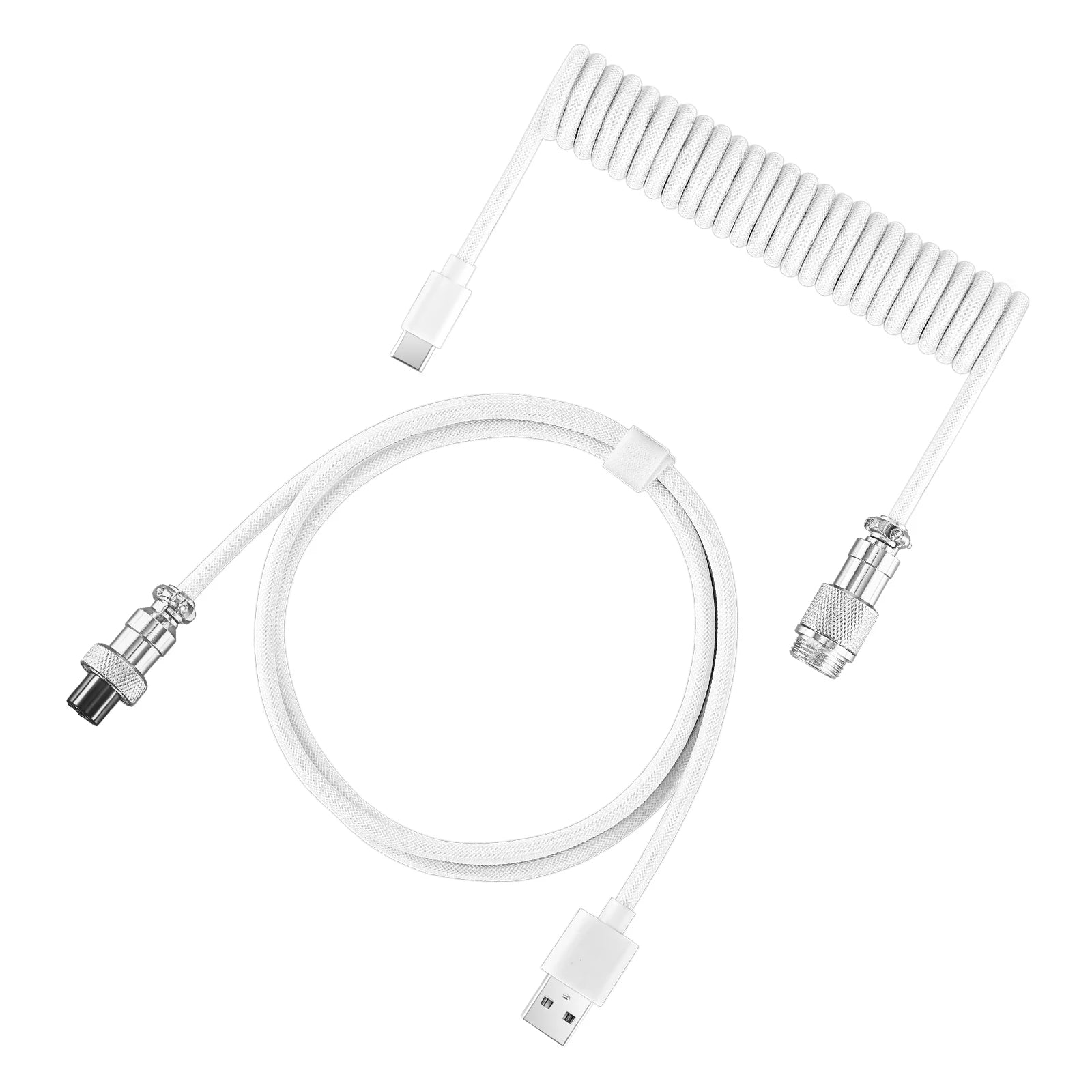 Mechanical Keyboard Coiled Cable — USB-C to USB-A with Detachable Aviator Connector