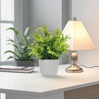 Mini Artificial Potted Plant — Lifelike Faux Greenery in White Pot for Desk & Shelf Decor