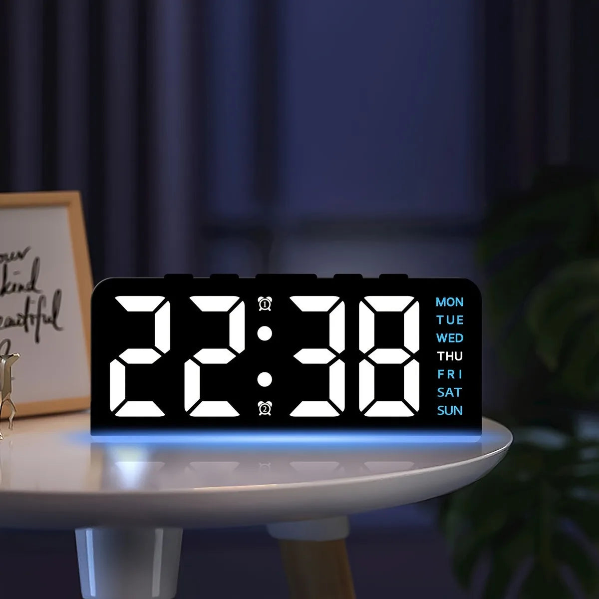 LED Digital Alarm Clock with RGB Atmosphere Light — USB Powered, Dual Alarm, Adjustable Brightness