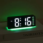 LED Digital Alarm Clock with RGB Atmosphere Light — USB Powered, Dual Alarm, Adjustable Brightness