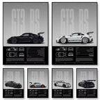 Minimalist Porsche 911 GT3 RS / GT4 RS Poster — Technical Blueprint Wall Art
