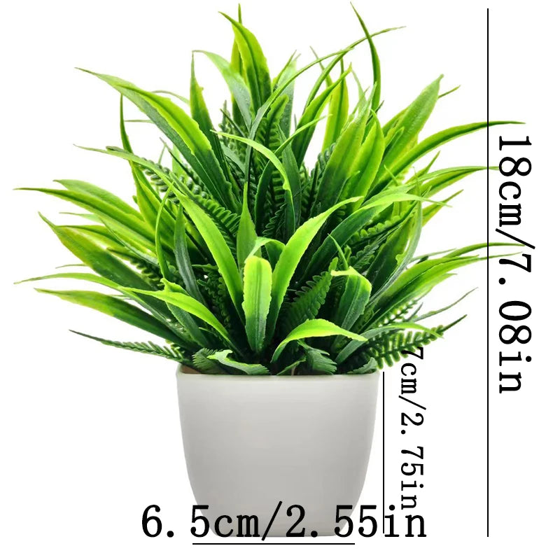 Mini Artificial Potted Plant — Lifelike Faux Greenery in White Pot for Desk & Shelf Decor