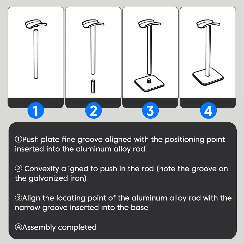 Universal Headphone Stand — Aluminum Alloy Headset Holder for Gaming & Desktop | Anti-Skid Base | Curved Silicone Cradle