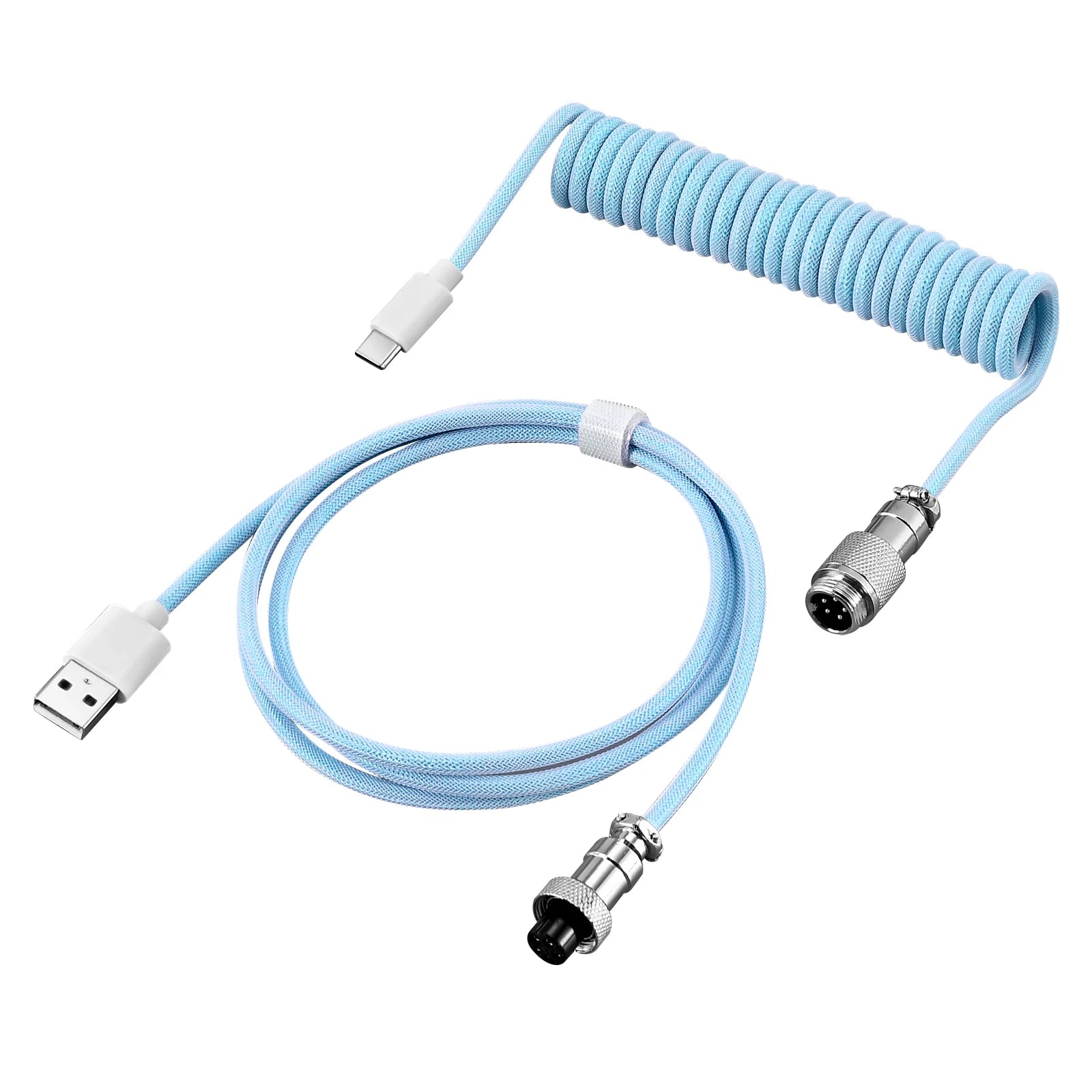 Mechanical Keyboard Coiled Cable — USB-C to USB-A with Detachable Aviator Connector
