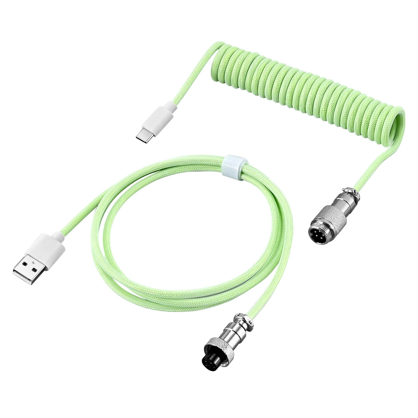 Mechanical Keyboard Coiled Cable — USB-C to USB-A with Detachable Aviator Connector