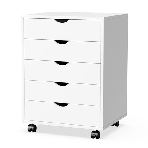 5-Drawer Rolling Storage Cabinet — Mobile Nightstand with Locking Wheels for Office & Bedroom - Feint