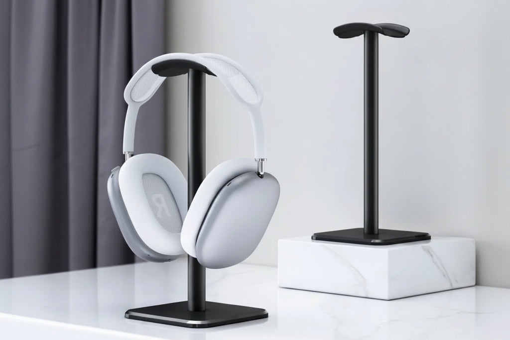 Universal Headphone Stand — Aluminum Alloy Headset Holder for Gaming & Desktop | Anti-Skid Base | Curved Silicone Cradle