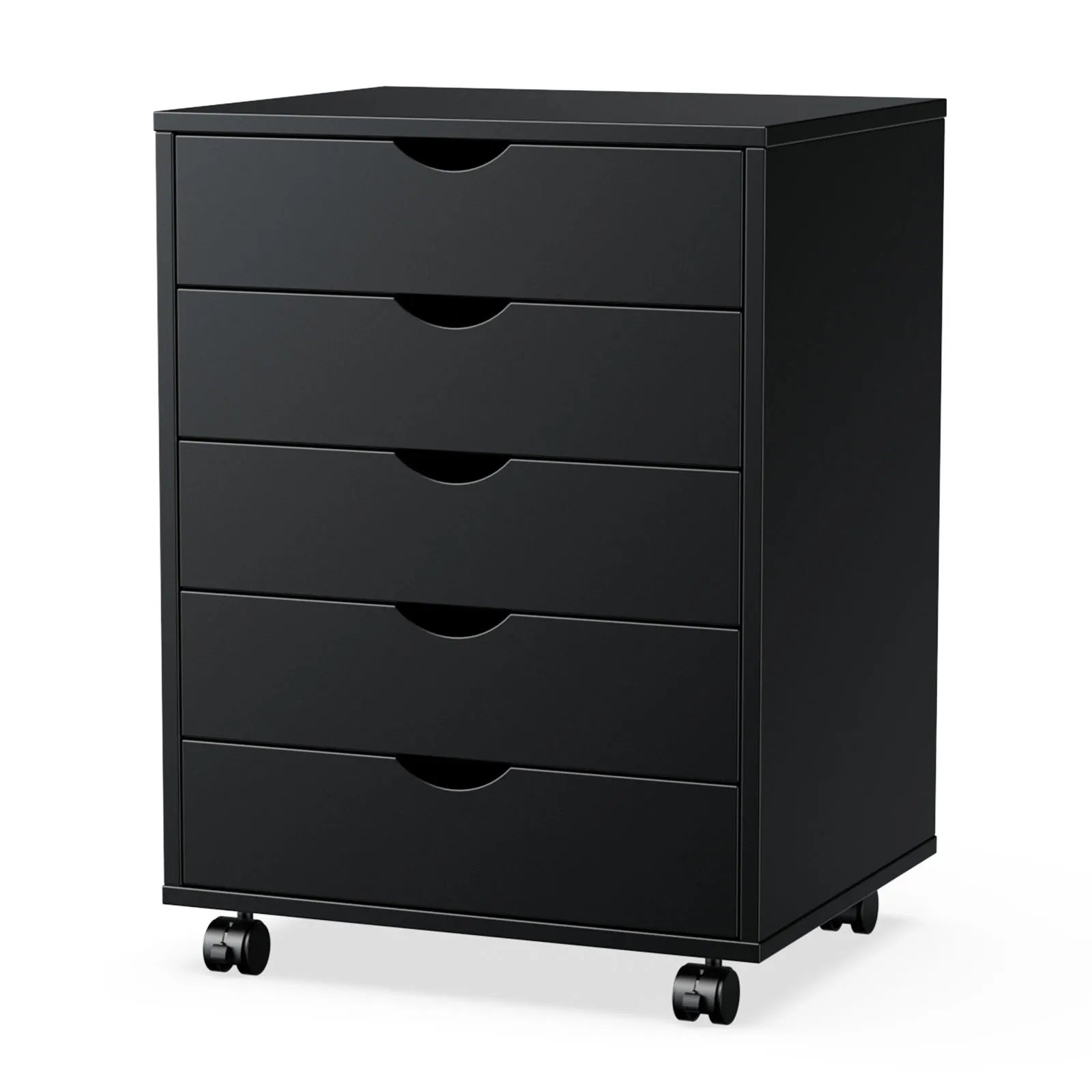 5-Drawer Rolling Storage Cabinet — Mobile Nightstand with Locking Wheels for Office & Bedroom