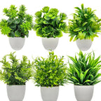 Mini Artificial Potted Plant — Lifelike Faux Greenery in White Pot for Desk & Shelf Decor
