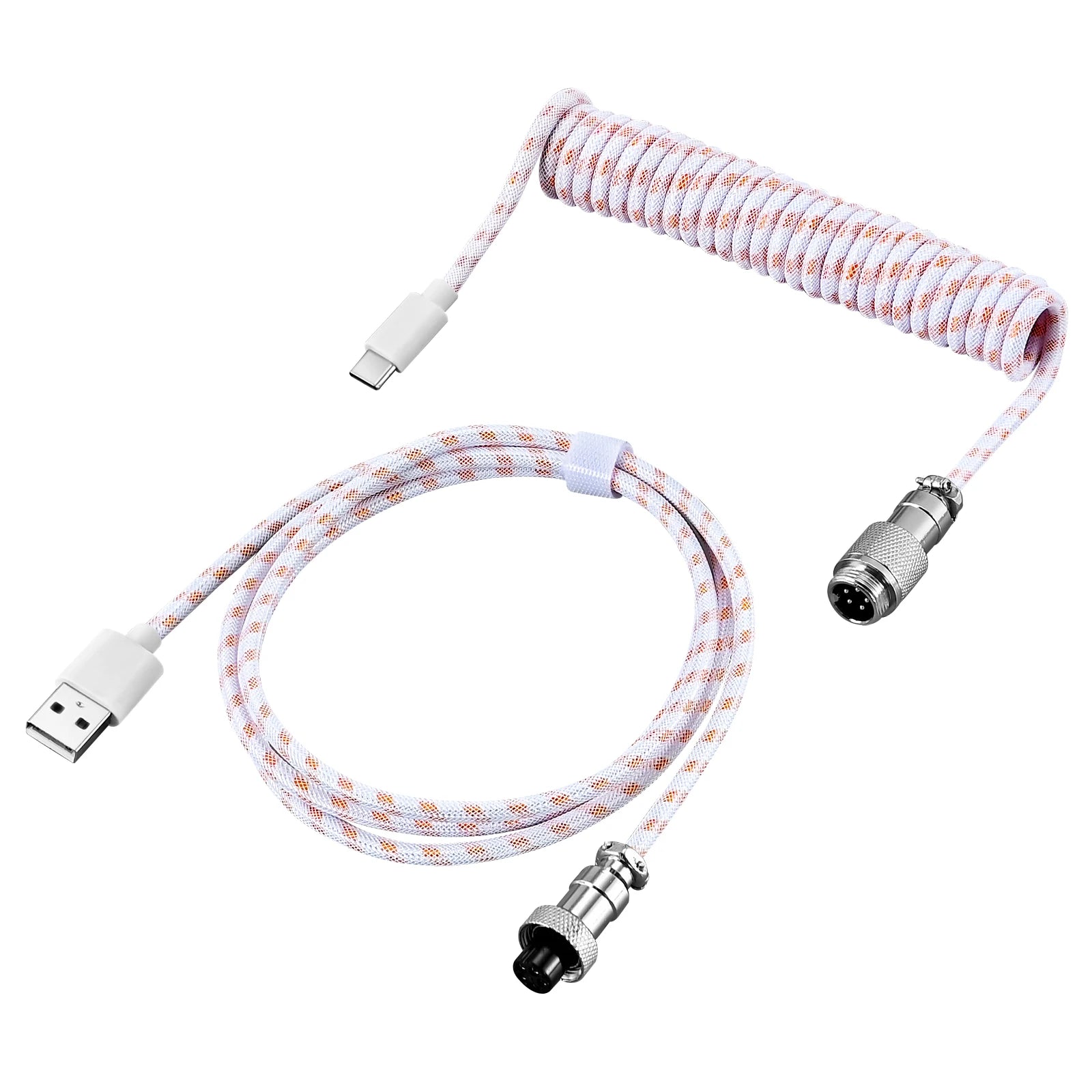 Mechanical Keyboard Coiled Cable — USB-C to USB-A with Detachable Aviator Connector