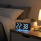 LED Digital Alarm Clock with RGB Atmosphere Light — USB Powered, Dual Alarm, Adjustable Brightness