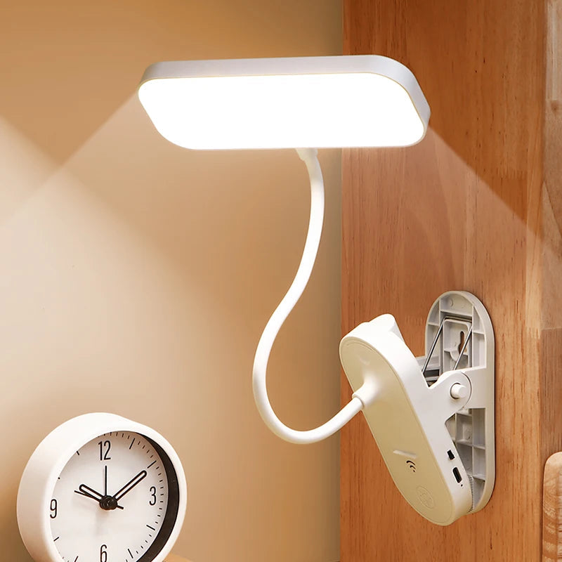 USB Rechargeable Clip-On LED Desk Lamp — 3 Color Temperatures, Stepless Dimming