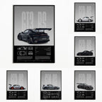 Minimalist Porsche 911 GT3 RS / GT4 RS Poster — Technical Blueprint Wall Art
