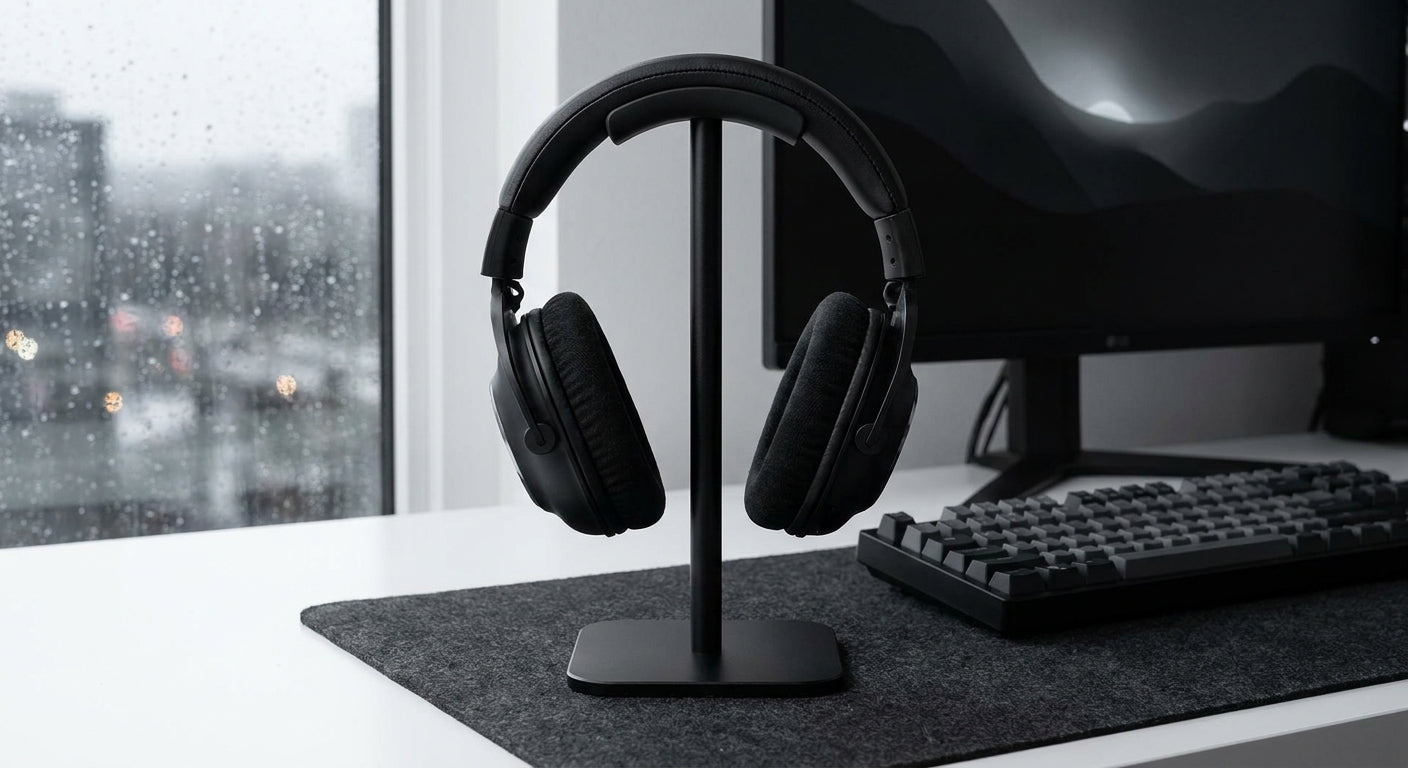 Universal Headphone Stand — Aluminum Alloy Headset Holder for Gaming & Desktop | Anti-Skid Base | Curved Silicone Cradle
