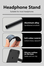 Universal Headphone Stand — Aluminum Alloy Headset Holder for Gaming & Desktop | Anti-Skid Base | Curved Silicone Cradle