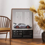Minimalist Porsche 911 GT3 RS / GT4 RS Poster — Technical Blueprint Wall Art