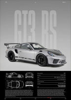 Minimalist Porsche 911 GT3 RS / GT4 RS Poster — Technical Blueprint Wall Art