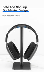 Universal Headphone Stand — Aluminum Alloy Headset Holder for Gaming & Desktop | Anti-Skid Base | Curved Silicone Cradle