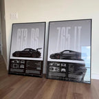 Minimalist Porsche 911 GT3 RS / GT4 RS Poster — Technical Blueprint Wall Art