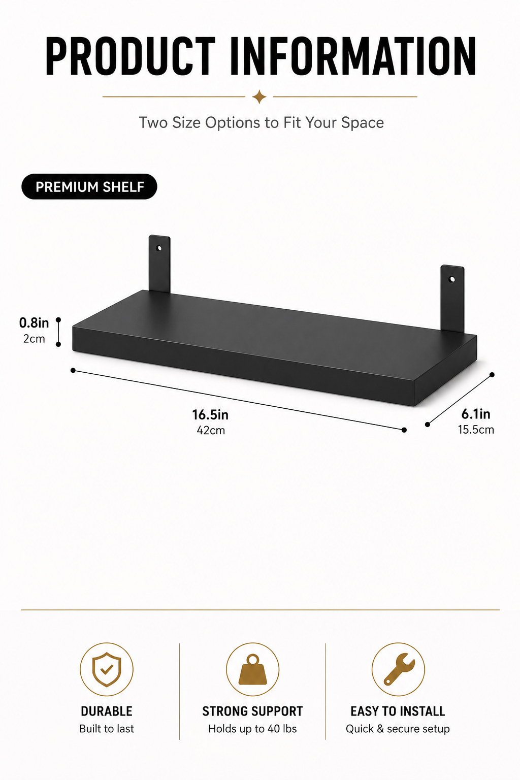 Floating Wall Shelves Set 6pcs  – Modern Minimalist Wall Mounted Shelving for Home Decor & Storage
