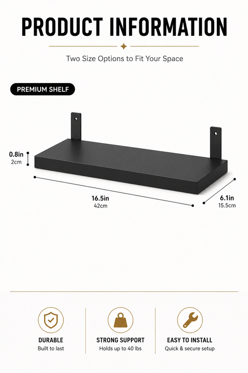 Floating Wall Shelves Set 6pcs  – Modern Minimalist Wall Mounted Shelving for Home Decor & Storage